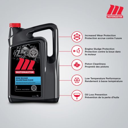 MotoMaster High Mileage 10W30 Conventional Engine/Motor Oil, 5-L