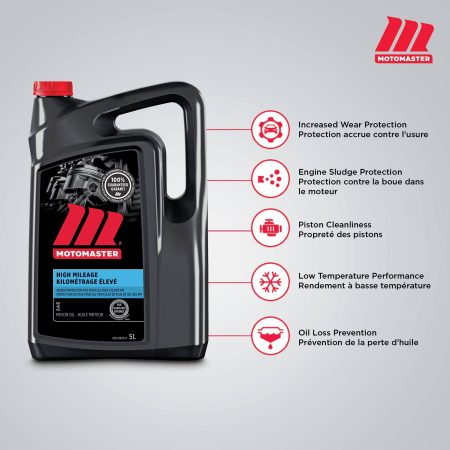 MotoMaster High Mileage 5W20 Conventional Engine/Motor Oil, 5-L