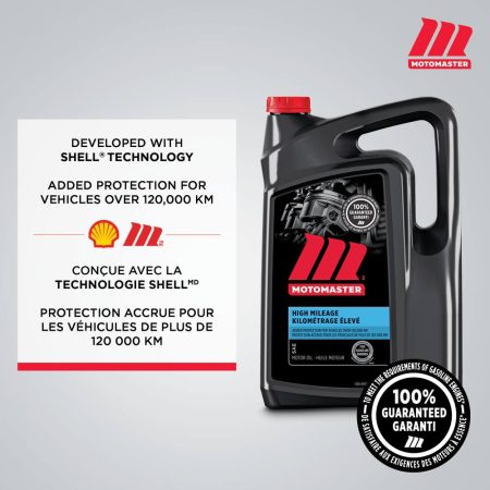 MotoMaster High Mileage 5W30 Conventional Engine/Motor Oil, 5-L