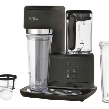 Mr. Coffee Hot Coffee, Iced Coffee & Frappe Maker with Integrated Blender & 2 Tumblers, Black