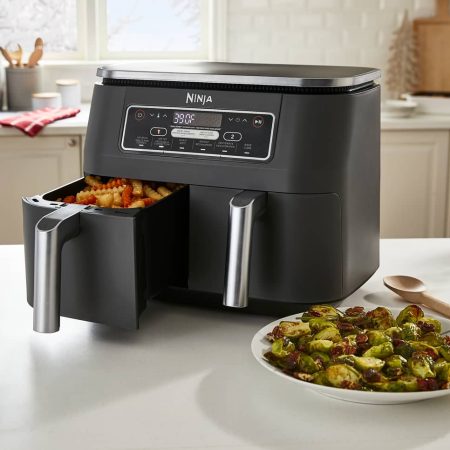 Ninja® Dual Zone Air Fryer with 6-in-1 Functions, Stainless Steel, Black, 7.5-L