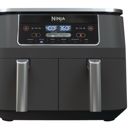 Ninja® Dual Zone Air Fryer with 6-in-1 Functions, Stainless Steel, Black, 7.5-L