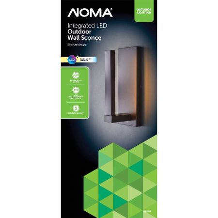 NOMA Integrated LED Outdoor Wall Sconce, 12-in, Bronze