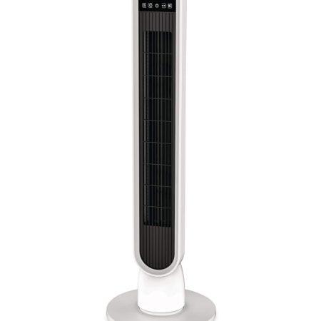 NOMA 4-Speed LED Tower Fan with Remote, Wide-Angle Oscillation, White, 36-in