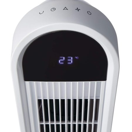 NOMA Oscillating Tower Fan w/Remote Control, 3-Speed, White, 46-in