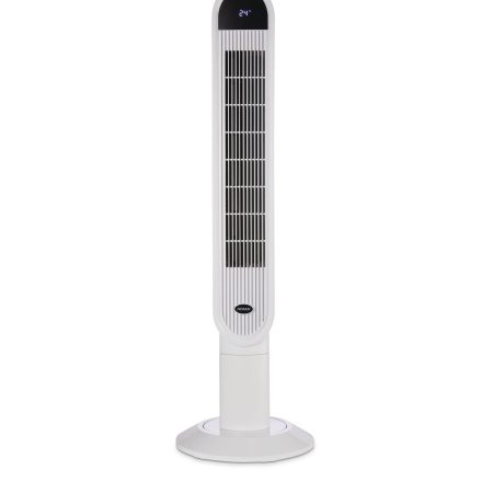 NOMA Oscillating Tower Fan w/Remote Control, 3-Speed, White, 46-in