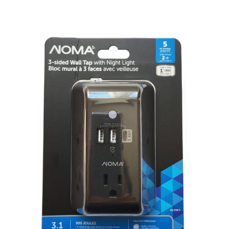 NOMA 5-Port Outlet with 2 USB-A + USB-C + Night Light