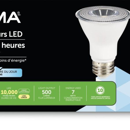 NOMA PAR20 E26 Base Non-Dimmable LED Flood Light Bulbs, 5000K, 500 Lumens, Daylight, 50W, 6-pk