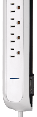 NOMA 6-Outlet and 2 USB Port Power Bar with Surge Protector, 4-ft Cord, 900 Joules, White