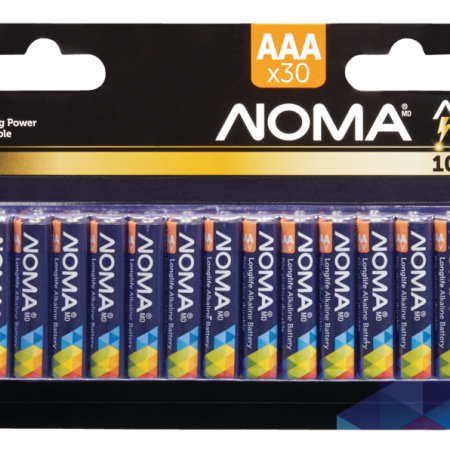 NOMA 30-pk AAA Alkaline Batteries, Long Lasting, All Purpose