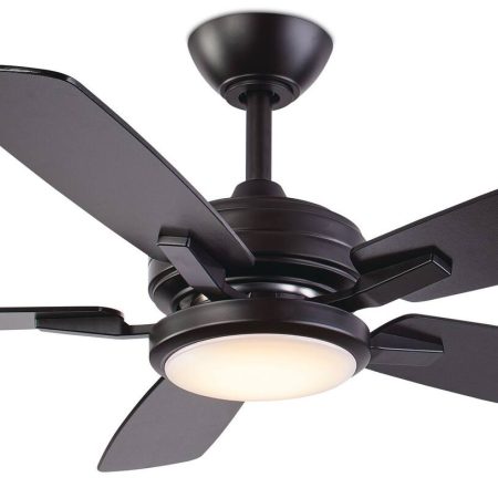 NOMA Ashton 5-Blade 3-Speed Ceiling Fan with LED Light Kit and Remote, Matte Black, 44-in