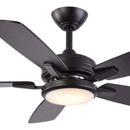 NOMA Ashton 5-Blade 3-Speed Ceiling Fan with LED Light Kit and Remote, Matte Black, 44-in