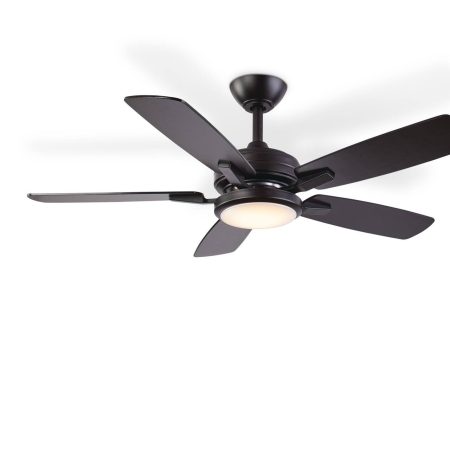 NOMA Ashton 5-Blade 3-Speed Ceiling Fan with LED Light Kit and Remote, Matte Black, 44-in