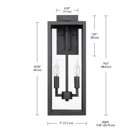 NOMA Hemingway Outdoor Wall Sconce, 19.2-in, Matte Black