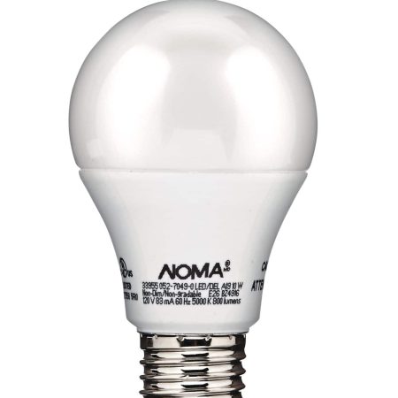 NOMA A19 E26 Base Household Non-Dimmable LED Light Bulbs, 5000K, 800 Lumens, Daylight, 60W, 4-pk