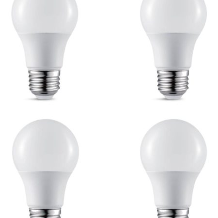 NOMA A19 E26 Base Household Non-Dimmable LED Light Bulbs, 5000K, 800 Lumens, Daylight, 60W, 4-pk