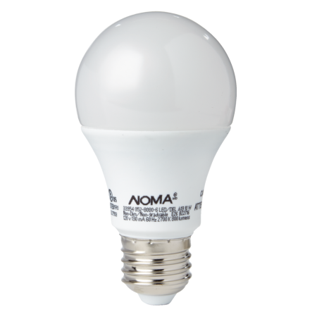 NOMA A19 E26 Base Non-Dimmable LED Light Bulbs, 800 Lumens, Soft White, 60W, 4-pk