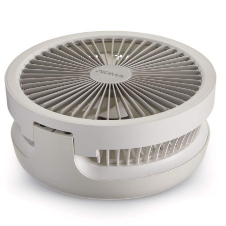 NOMA 4-Speed Battery Folding Fan with Night Light, White, 6-in