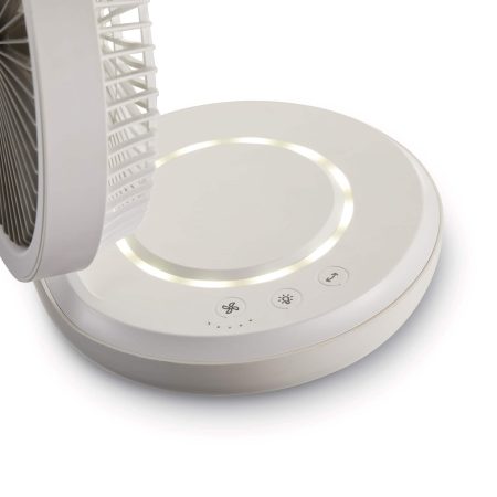 NOMA 4-Speed Battery Folding Fan with Night Light, White, 6-in