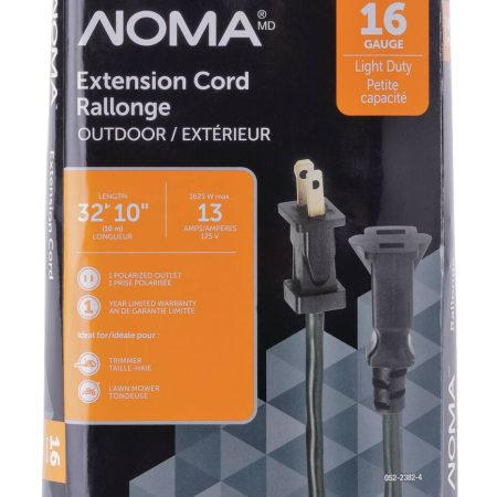 NOMA 32-ft 10-in 16/2 Outdoor Extension Cord, Flexible, 1 Outlet, Green