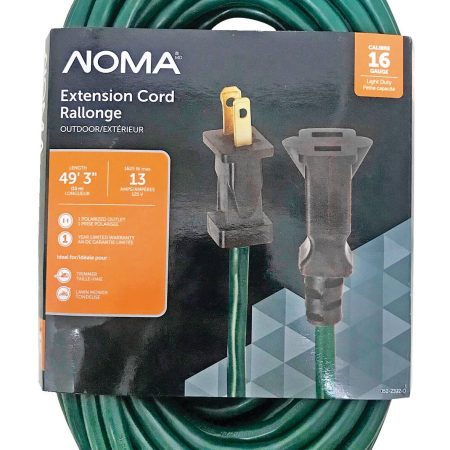 NOMA 49-ft 3-in 16/2 Outdoor Extension Cord, Flexible, 1 Outlet, Green