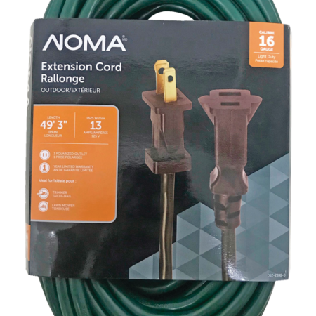 NOMA 49-ft 3-in 16/2 Outdoor Extension Cord, Flexible, 1 Outlet, Green