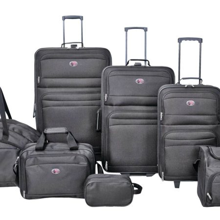 Outbound 7-Piece Softside Spinner Wheel Travel Luggage Suitcase Set w/ Duffle, Boarding Tote & Toiletry Bags