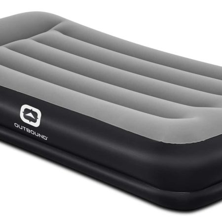 Outbound Double High Flocked Airbed, Twin, Grey