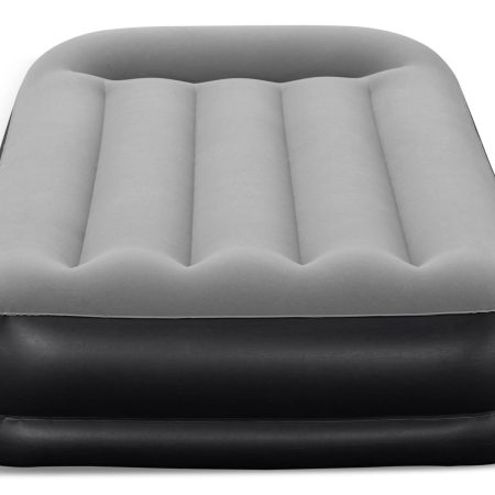 Outbound Double High Flocked Airbed, Twin, Grey