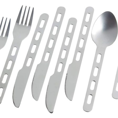 Outbound Stainless Steel Family Camping Table Set with Cutlery Set, 24-pc