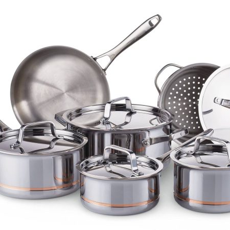 PADERNO 5-Ply Copper Core Stainless Steel Cookware Set, Oven Safe, 12-pc