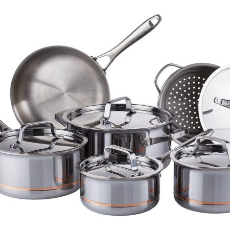 PADERNO 5-Ply Copper Core Stainless Steel Cookware Set, Oven Safe, 12-pc