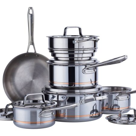 PADERNO 5-Ply Copper Core Stainless Steel Cookware Set, Oven Safe, 12-pc