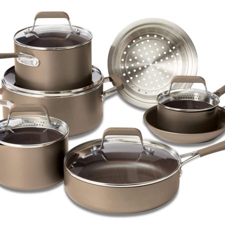 PADERNO Classic Cookware Set, Non-Stick, PFOA-Free, Oven Safe, Champagne Bronze, 12-pc