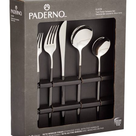 PADERNO Eldon Two-Tone Stainless Steel Mirror Finish Flatware Set, 20-pc