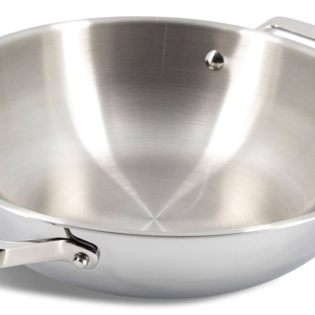 PADERNO 3-Ply Clad Stainless Steel Wok, 32-cm