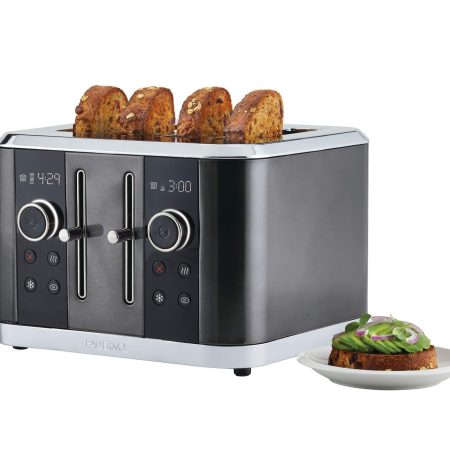 PADERNO Wide Slots Toaster w/ 9 Heating Settings, Black, 4-Slices