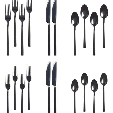 PADERNO Belvedere 20pc Stainless Steel Flatware Set, Serves 4, Black