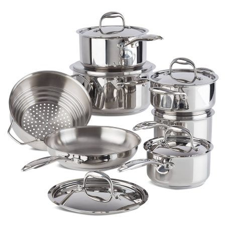 PADERNO Canadian Signature Stainless Steel Cookware Set, Dishwasher & Oven Safe, 13-pc