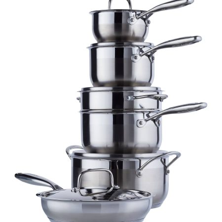 PADERNO Canadian Classic Stainless Steel Cookware Set, Dishwasher & Oven Safe, 11-pc