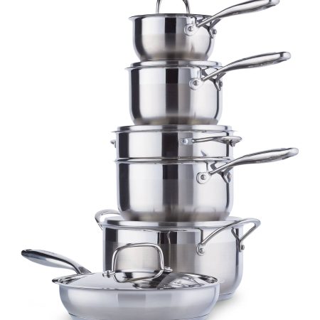 PADERNO Canadian Classic Stainless Steel Cookware Set, Dishwasher & Oven Safe, 11-pc