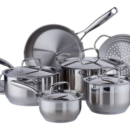 PADERNO Canadian Classic Stainless Steel Cookware Set, Dishwasher & Oven Safe, 11-pc