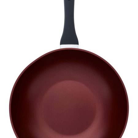 PADERNO Classic Wok Stir Fry Pan, Non-Stick, Maroon, 30-cm