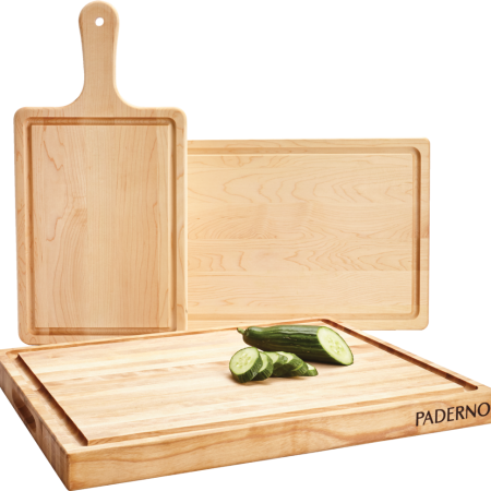 PADERNO Maple Hardwood Roast Cutting Board, Grip Handles, 12-in x 18-in