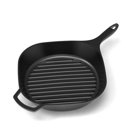 PADERNO Signature Pre-Seasoned Cast Iron Grill Pan, Oven Safe, Black, 30cm