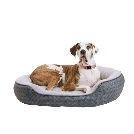 Petco Anti-Slip Round Plush Dog Bed, Washable, 43-in x 37-in, Grey