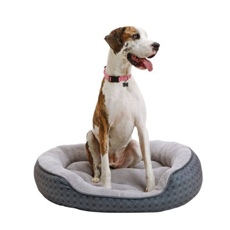 Petco Anti-Slip Round Plush Dog Bed, Washable, 43-in x 37-in, Grey