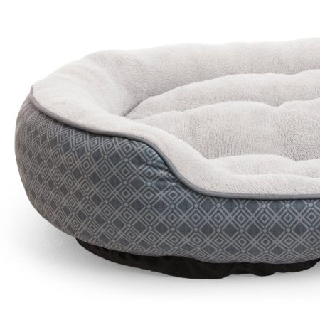 Petco Anti-Slip Round Plush Dog Bed, Washable, 43-in x 37-in, Grey