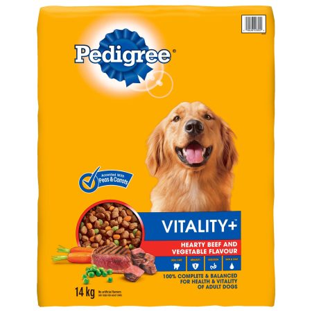 Pedigree Vitality+ Beef and Vegetable Flavour Adult Dry Dog Food, 14-kg