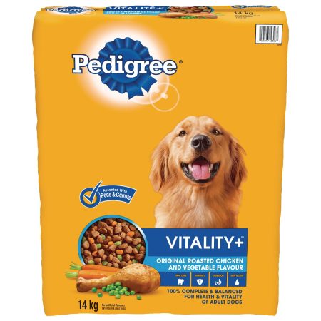 Pedigree Vitality+ Original Roasted Chicken and Vegetable Flavour Adult Dry Dog Food, 14-kg